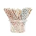 160-Pack Paper Straws - White, Yellow, Green, and Peach Colored Fun Biodegradable Drinking Straws with Floral Designs - 7.75 inches