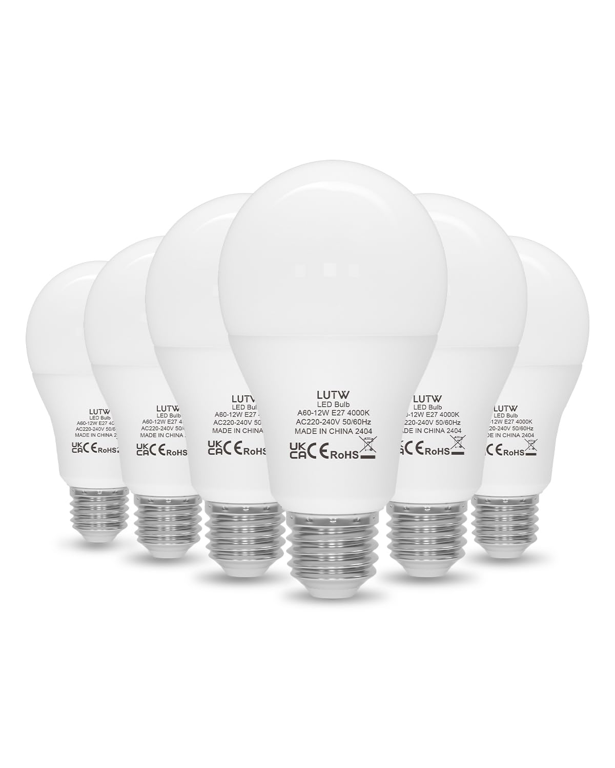 LUTW E27 Screw Bulb, Neutral White 4000K, 12W E27 LED Bulb Equivalent to 100 Watts Incandescent Bulb, 1200LM Super Bright Screw in Light Bulbs for Lamps, Non-dimmable, Pack of 6