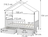 VitaliSpa Franka White House Bed 80x160 cm with 2 Drawers & Mattress view 3