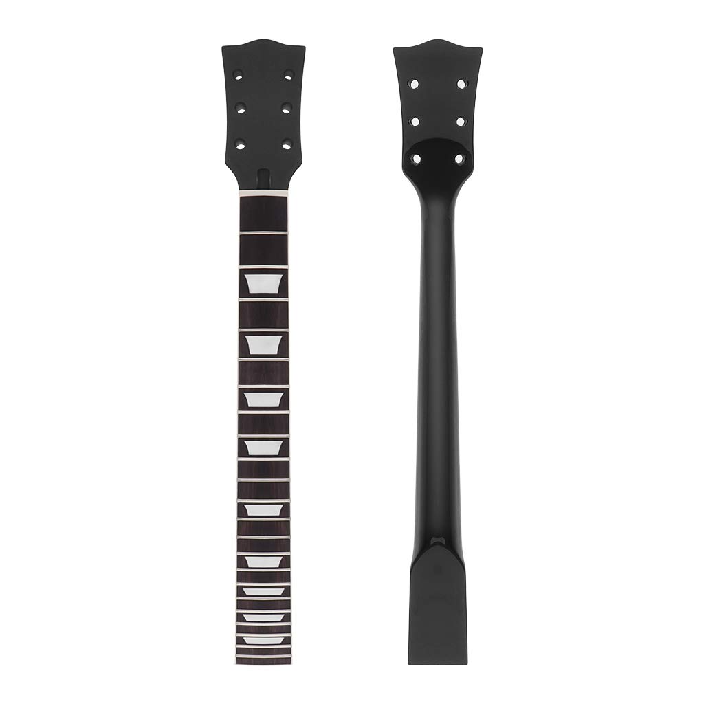 Alnicov Electric Guitar Neck DIY For Gibson LP Guitars Parts Replacement 22 Fret Maple Neck Rosewood Fretboard with White Trapezoid Dots Inlay Black Gloss 1