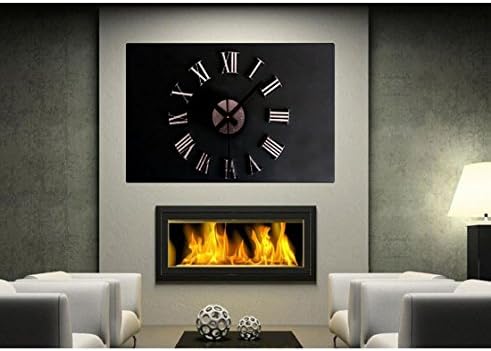 Gulin 3D DIY Wall Clock Roman Numerals Clock Frameless Mirror Surface Wall Sticker Home Décor for Living Room Bedroom