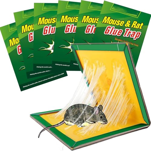 6 Pack Large Mouse Trap with Strong Stickiness, Rat Trap Sticky Pad Board for Household Indoor Home Kitchen Garden Sticky Traps，Easy to Set and Use, Glue Traps for mice