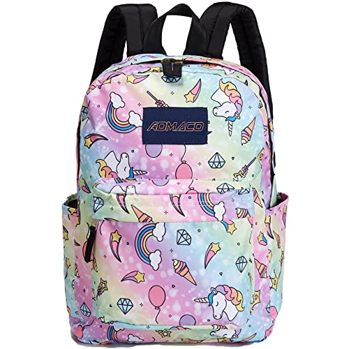 School Backpack Lightweight Unicorn Rainbow Print Backpack for Girls-Boys Middle-School Elementary Bookbags