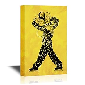 Clowns with Balls on Yellow Background