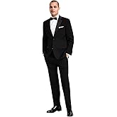 Nautica Mens Modern fit 2 Piece Tuxedo Suit 38 R / 32 Waist Black Solid Stretch