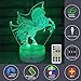 INSONJOHY Kids Night Lights Bedside Lamp 7 Colors Change Remote Control Timer 3D Night Light Kids Optical Illusion Lamps Kids Lamp As a Gift Ideas Boys Girls (Unicorn)