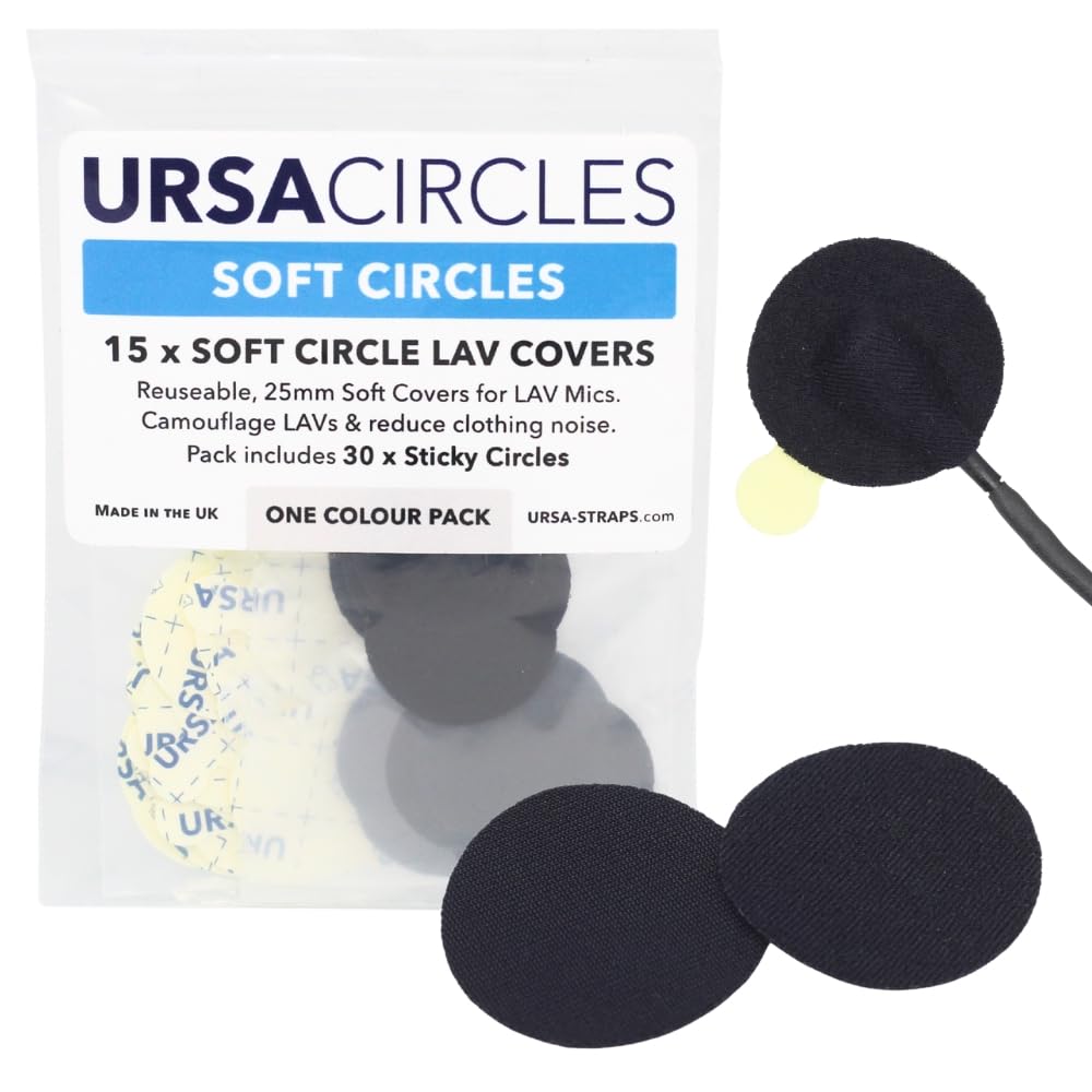 URSA Soft Circles - 15 Pack (Black) | Reusable Soft Lav Mic Tape & Mini Windshield | Camouflage & Clothing Rustle Reduction for Lavalier Microphones | Low-Profile, Skin-Safe, Durable Covers — image 1