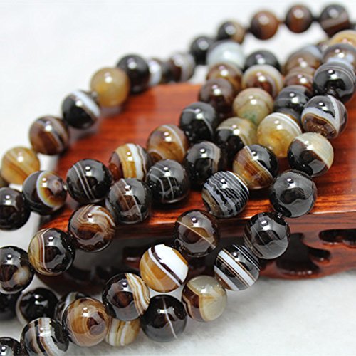 [Onyx Beads] Linsoir Beads 6mm Glossy Natural Stone Onyx Agate Round Striped Loose Beads 40cm/strand - Thumbnail 5