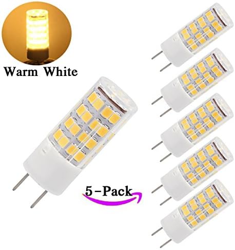 XYTGD G8 Led Bulb 110V 120V T4 G8 Base Bi-pin Xenon JCD Type LED Halogen Replacement Bulb 35W Equivalent Warm White 3000K G8 Light Bulb for Under Counter Kitchen Lighting, Under-cabinet Light;(pack-5)