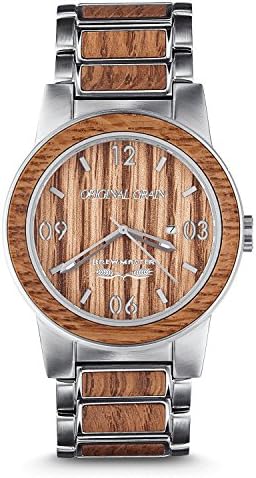 Original Grain Wood Watch - Brewmaster Collection Wrist Watch - 5-Hand Japanese Quartz Movement - Wood and Brushed Stainless Steel - Water Resistant