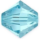 50pcs Authentic Preciosa 6mm Faceted Bicone Crystal Loose Beads Aquamarine Blue Compatible with Swarovski 5301/5328 for DIY Jewelry Making Pre-B610