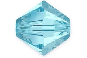 100pcs Adabele Austrian 4mm (0.16 Inch) Small Faceted Loose Bicone Crystal Beads Aquamarine Blue Compatible with Swarovski Crystals 5301/5328 SSB410