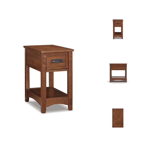 SIGNATURE DESIGN BY ASHLEY BREEGIN NEW TRADITIONAL WOODEN CHAIR SIDE END TABLE WITH 1 DRAWER AND 1 FIXED SHELF, BROWN