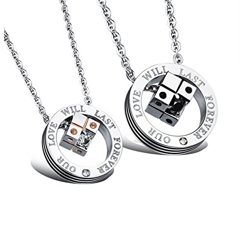 SunnyHouse His & Hers Matching Set Our Love Will Last Forever Couple Pendant Necklace in a Gift Box