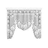 Heritage Lace Victorian Rose 60-Inch Wide by 48-Inch/34-Inch Drop 1-Piece Swag, Ecru