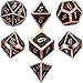 TecUnite Zinc Alloy Rose Copper with Black Enamel Metal Polyhedral 7-Die Dice Set Metal Role Playing Game Dice Set for Dungeons and Dragons RPG Dice Gaming D&D Math Teaching