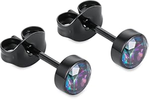 BELEZADOSAS 1 Pair Implant Grade Titanium Stud Earrings Set Hypoallergenic 3mm 4mm 5mm 6mm Cubic Zirconia G23 Titanium Earring Studs for Women Men for Sensitive Ear