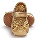 ENERCAKE Infant Baby Girls Mary Jane Flats Non-Slip Soft Soled Toddler First Walkers Crib Shoes Princess Dress Shoes(6-12 Months Infant, A-Gold)