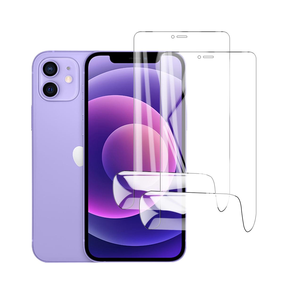 Glcrrpu 2 Pack Screen Protector for iPhone 12 Mini[5.4inch] High Sensitive Hydrogel TPU Film HD Clear Flexible,Self-Healing[Not Tempered Glass]