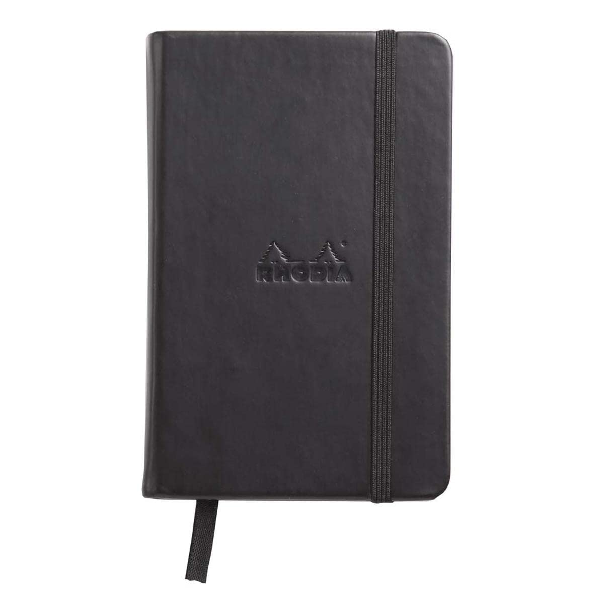 RHODIA 118569C - Rigid Notebook Webnotebook Black - A6 - Dotted Dot - 192 pages - Clairefontaine Ivory Paper 90 g/m - Bookmark, Elastic Closure - Faux Leather Cover