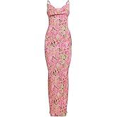 VECVOC Women's Spring Cowl Neck Dress Sexy Strap Shoulder Pleated Maxi Dresses Summer Wedding Guest Dresses