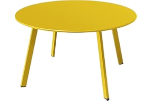 Grand Patio Round Steel Patio Coffee Table, Weather Resistant Outdoor Large Side Table, Yellow…