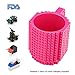 Brick Mug [Updated Version] Fubarbar 12 oz Build-on Coffee Cups Funny Tea Mug Beverage Cup Puzzle Mug Building Bricks enjoy Creative DIY Building Blocks (Rose) …