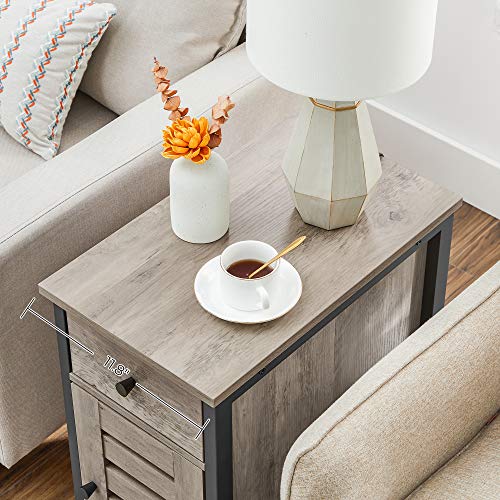 VASAGLE Lowell Narrow Side Table, Nightstand with Drawer, Shutter Door