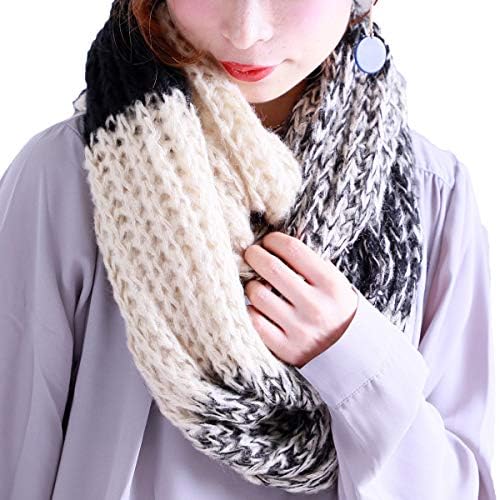 大きいサイズ 新色追加して再販 レディース ミックス 編み スヌード ネックウォーマー ニット 編み込み 防寒 首巻き