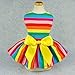 Fitwarm Rainbow Striped Dog Dress, Summer Dog Clothes for Small Dogs Girl, Pet Cat Outfit, 100% Breathable Cotton, Red Yellow Blue, XS