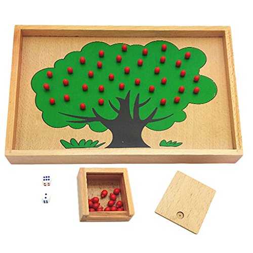 Jili Online Wooden Montessori Beechwood Apple Tree Board Kids Learning Counting Numbers Quantity Fun Game Toy Set Christmas Gift