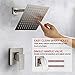 POP Single Function Shower Trim Kit with Rough-in Valve, Bathroom Rain Shower Set Bath Rainfall Shower Faucet System with Square Stainless Steel Metal Showerhead, Brushed Nickel