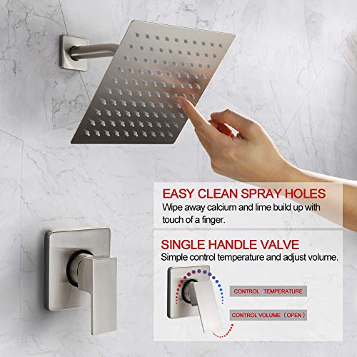 POP Single Function Shower Trim Kit with Roughin Valve, Bathroom Rain Shower Set Bath Rainfall