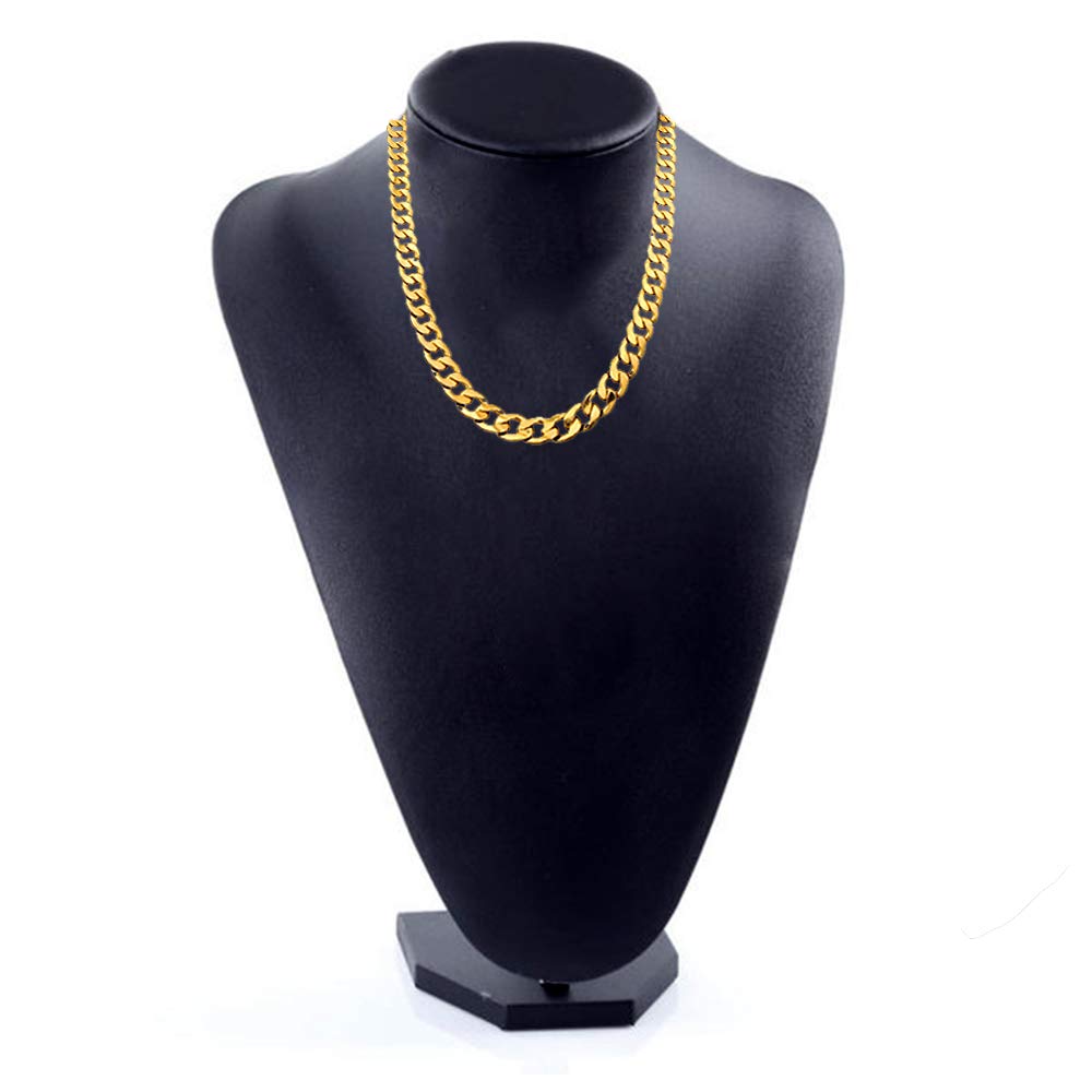Sanglarst Gold Chain Necklace, 22 Inch Golden Ultra Luxury Looking Feeling Real Solid 14K Gold plated Curb Fake Neck Chain for Party Dancing