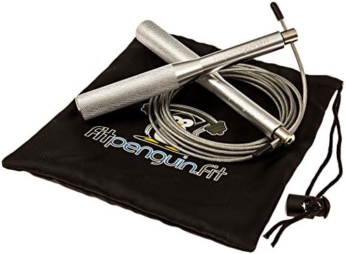 Speed Jump Rope - Seriously Fast and Adjustable Speed Rope for Double Unders - With Spare Cable, Carry Bag and Ebook - by FitPenguin