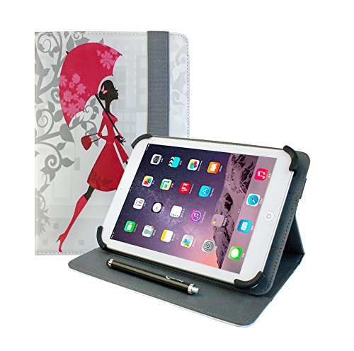 Emartbuy Universal 7-8.8 Inch Elegant Lady Multi Angle Folio Wallet Case Cover With Card Slots and Stylus Pen Compatible With Selected Devices Listed Below