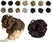 Haironline Scrunchie Bun Up Do Hair Piece Hair Ribbon Ponytail Extensions Wavy Curly Medium Brown, 55 Gram