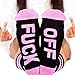 Fenta Socks Letter Print Fuck-Off Pattern Casual Funny Sock Men Women Unisex (Pink, One Size)