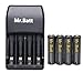 Mr.Batt 4 Bay NiMH AA AAA Smart Battery Charger with 4 Pack High Capacity AA Rechargeable Batteries