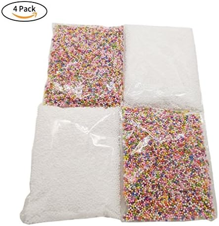 Eightnight 4Packs Mini Rainbow Foam Styrofoam Beads, Balls Lots Assorted Colorful 0.08 to 0.14 inch Art Crafts Beads Use for Slime, DIY Wedding & Party Decorations colorful white