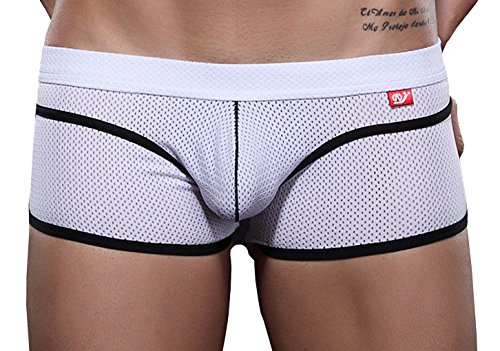 ARCITON Men s Sexy Mesh Breathable Low Rise Mesh Boxer Brief White US L/With Tag XL(Waist:35"-37")