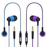 In Ear Headphones, Costyle 2 Pack Pure Nylon Braided In-ear Noise Isolating Earphones Headphones with Mic Remote Control Button for iPhone SE 6s, iPad Air Mini, Samsung Galaxy S8 S7 edge(Blue, Purple)