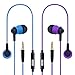 In Ear Headphones, Costyle 2 Pack Pure Nylon Braided In-ear Noise Isolating Earphones Headphones with Mic Remote Control Button for iPhone SE 6s, iPad Air Mini, Samsung Galaxy S8 S7 edge(Blue, Purple)
