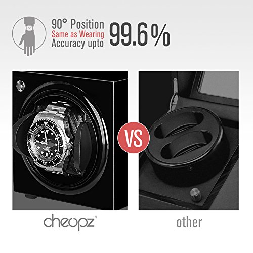 Cheopz Black USB Single Watch Winder Box for Automatic Watch Dual Powered by Batteries & USB