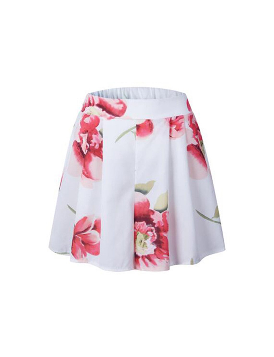 Women\'s Floral Printed Summer Dress Romper Boho Playsuit Jumpsuits Beach 2 Piece Outfits Top with Shorts White