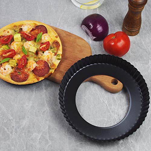 Removable Loose Bottom Quiche Pan, Non-stick Tart Pie Pan, Round Bakeware 8.5-Inches