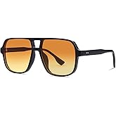 Tskestvy Retro Square 70s Aviator Sunglasses for Women Men Colored Tinted Lens Plastic Trendy Vintage Western Shades