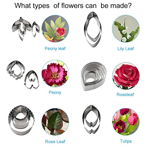 62pcs Gumpaste Flower and Leaf Tool Kit 6set Fondant Flower Silicone