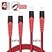 BORSVAEN iPhone Charger Cable MFi Certified, Nylon Braided Charger Cord Compatible iPhone Xs, Max, XR, X, 8 Plus, 8, 7 Plus, 7, 6 Plus, 6, 6S Plus, iPad and More (RED)