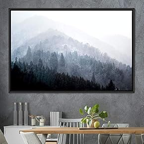 signwin Framed Canvas Wall Art Foggy Mountains Aerial...